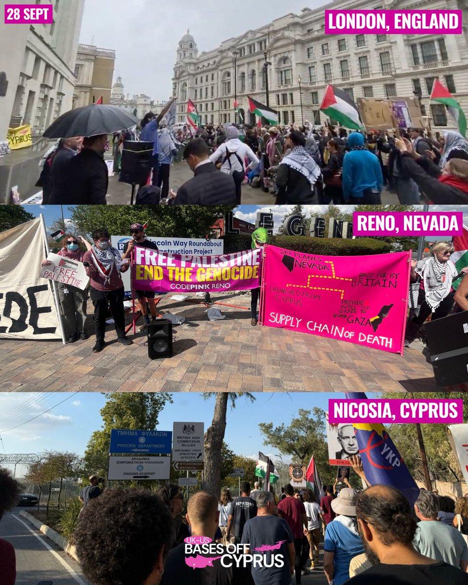 GLOBAL DAY OF ACTION: BASES OFF CYPRUS!

Yesterday, we protested across Cyprus, Britain, and the US to expose the supply chain of death that is facilitating Israel's genocide through spy flights, weapons transfers, and use of Cyprus as a launchpad.