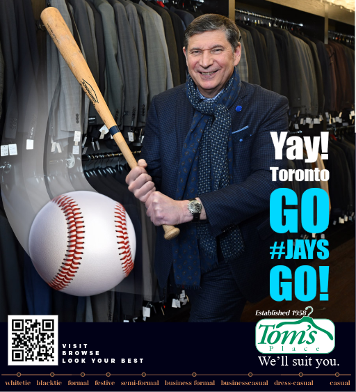 Toronto is the place to be! ⚾ Let’s go Blue Jays!
Keep the jersey, but come and see us for the casual pants to make the look stylish - get ready to cheer all the way! #JaysGo #TorontoStyle #BlueJays #MensFashion. Tell us you're cheering and ask Tom to Take Off More.