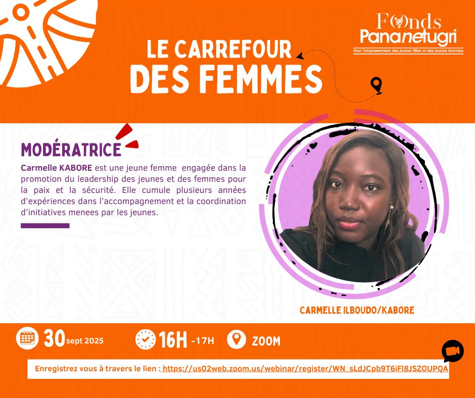 𝐀 𝐥𝐚 𝐝𝐞́𝐜𝐨𝐮𝐯𝐞𝐫𝐭𝐞 𝐝𝐞𝐬 𝐢𝐧𝐭𝐞𝐫𝐯𝐞𝐧𝐚𝐧𝐭𝐞𝐬
Nous avons le plaisir de vous présenter la modératrice de cette nouvelle édition : 𝐂𝐚𝐫𝐦𝐞𝐥𝐥𝐞 𝐊𝐀𝐁𝐎𝐑𝐄 .
👉 Inscris-toi dès maintenant via ce lien : us02web.zoom.us/.../reg.../WN_…