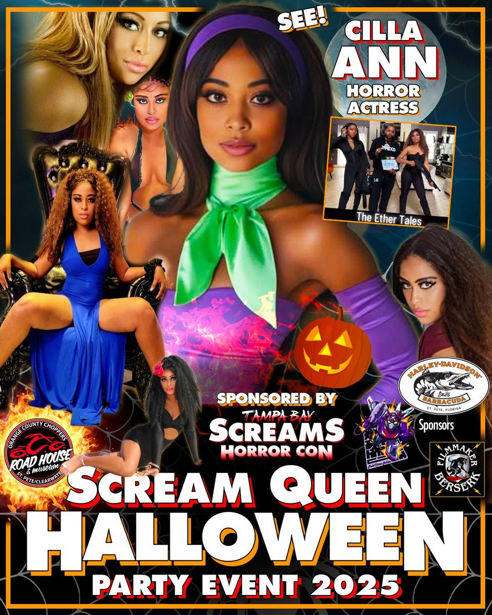 Horror movie actress CILLA ANN will be joining us for the 2nd Annual SCREAM QUEEN HALLOWEEN Party Event 2025!  SCREAM QUEEN HALLOWEEN PARTY EVENT Thurs., October 30, 2025 Scream Queen Meet &amp; Greet: 6PM OCC Road House &amp; Museum 10575 49th St. N., Clearwater, FL - FREE -