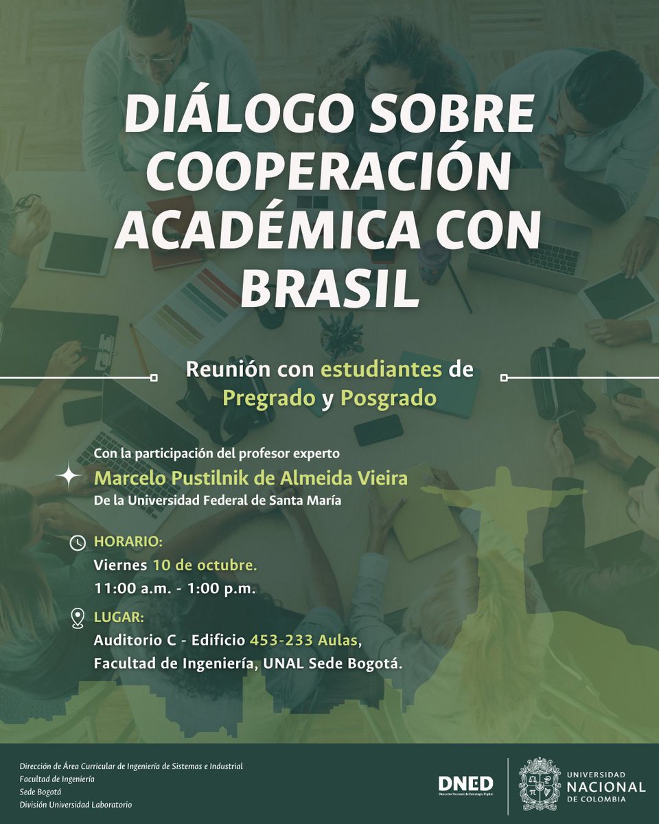 ¡Transformación y conexión internacional en la UNAL Sede Bogotá! La <a href="/DNEDUNAL/">Dirección Nacional de Estrategia Digital - UNAL</a> te invita a participar de tres actividades en la Facultad de Ingeniería, con el Profesor Marcelo Pustilnik de Almeida Vieira, de la Universidade Federal de Santa Maria | #SomosInnovaciónDigital