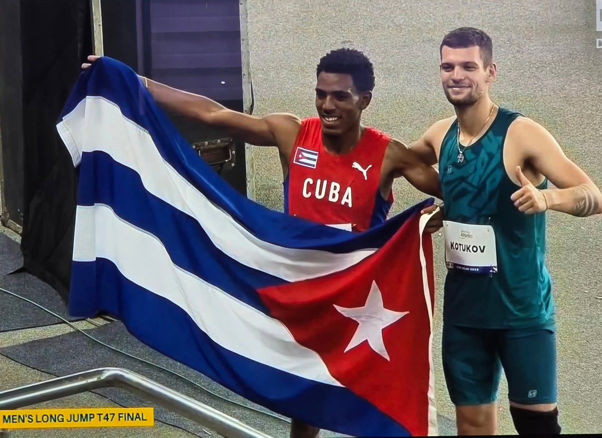 No  es suerte, es grandeza.Robiel Yankiel Sol consolida reinado en el  salto de longitud, suma a su palmarés de bicampeón paralímpico el tercer  título mundial. Su vuelo de 7.57 metros en Nueva Delhi eleva el nombre de #Cuba y nos recuerda que la voluntad humana no conoce límites