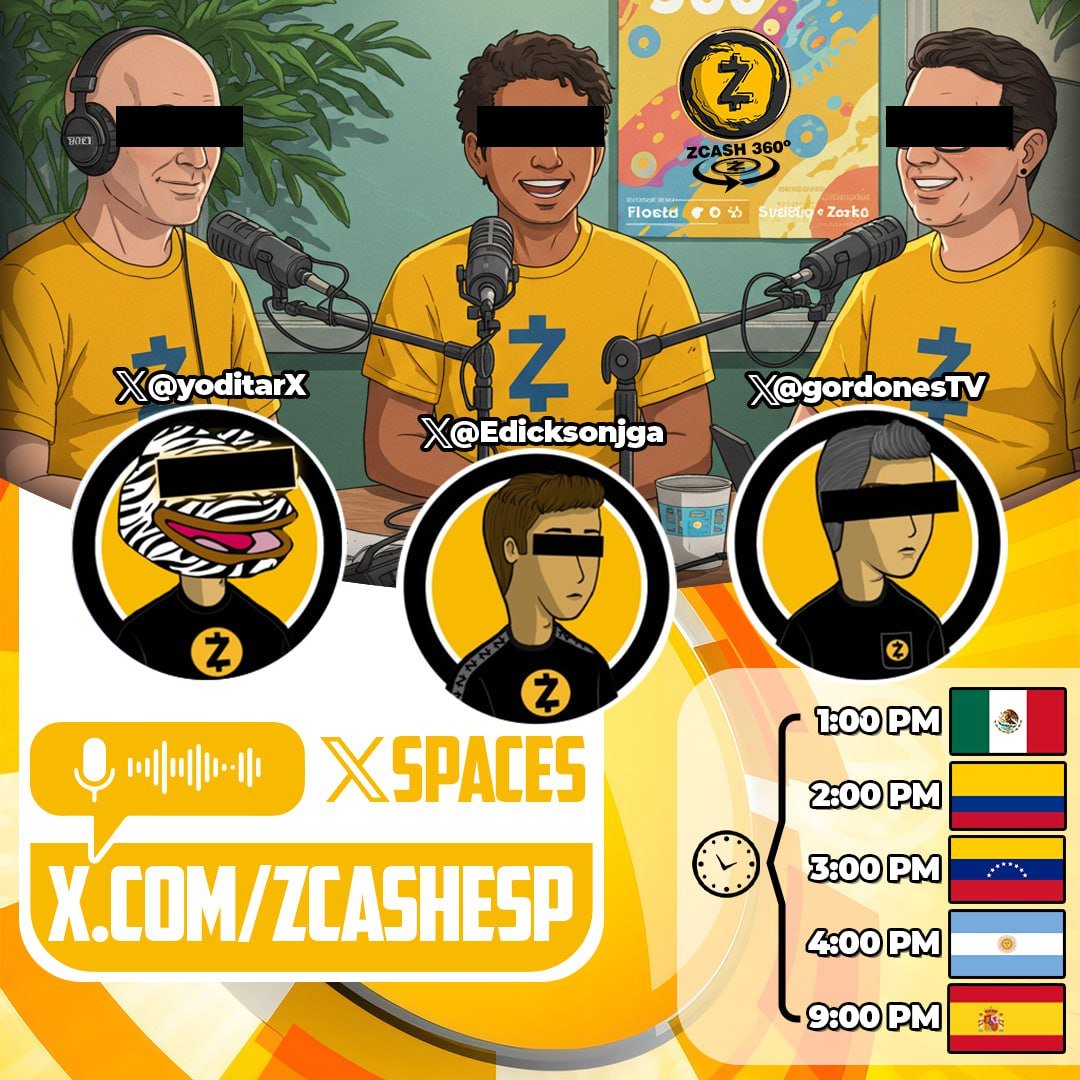 zcashesp's tweet image. ¡Terminó septiembre! 😱

Y con este fin de mes te traemos las noticias que mueven el ecosistema de Zcash. 💥 ¿Estás preparado?

Nos vemos en este #Spaces junto a @gordonesTV, @Edicksonjga y @yoditarX para ponernos al día. 

🔗 x.com/i/spaces/1vOGw…