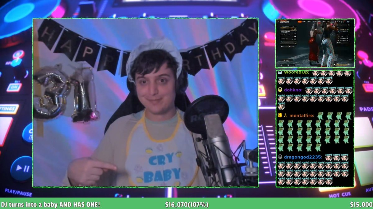 Celebrated my 31st birthday today, and it was simply life changing. ❤️We hit the final incentive goal which was "DJ turns into a baby AND HAS ONE!" 👶

48 hours live straight and it was achieved. $16,000+ in a single stream. The insane goal was what it would take to get