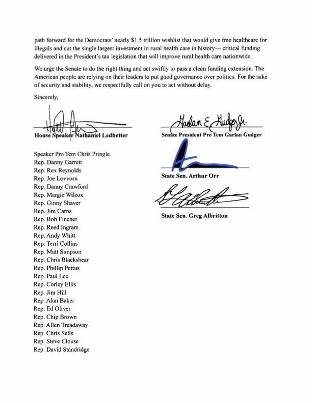 alexangle_'s tweet image. New: Alabama GOP state lawmakers urge Senate leadership to pass the stopgap funding bill to avoid a shutdown that would be 'devastating', according to a letter exclusively obtained by @ALDailyNews.
#ALPolitics