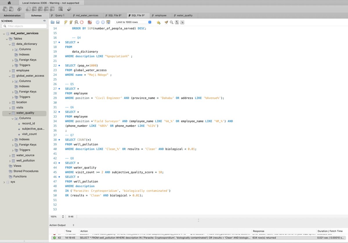 k7ngbs's tweet image. Day 4. I wrote my very first SQL query using SELECT, FROM and WHERE statements. Simple but powerful. The moment you realize you can ask the database questions and get answers back. #DataScience #LearnByDoing #SaloneX