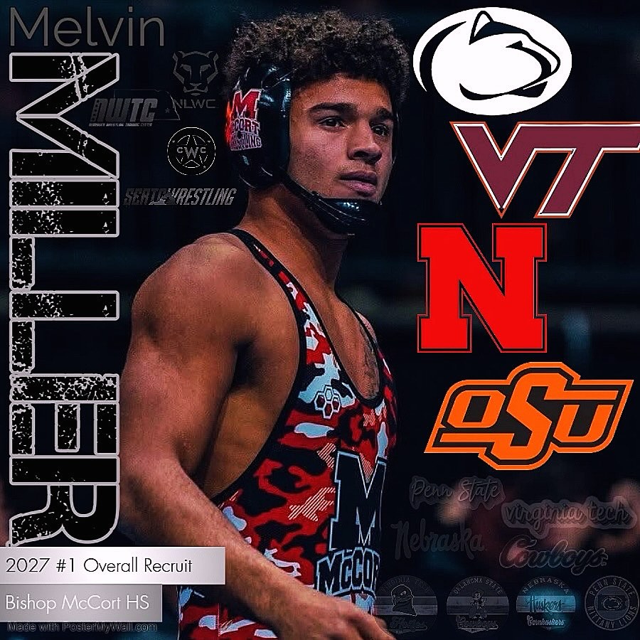 Melvin Miller the #1 Recruit in the Class of 2027 
Is Down to 4 Schools &amp; Penn State is One of Them
Junior from Bishop McCort HS, PA just Shared His New List of Schools
<a href="/pennstateWREST/">Penn State WRESTLING</a> <a href="/NittanyLionWC/">NLWC</a> <a href="/bishopmccort/">Bishop McCort HS</a> <a href="/GibErikson345/">Erik Gibson</a>