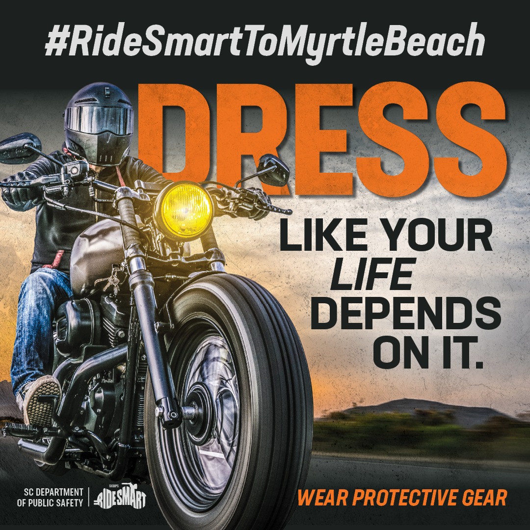 theSCDPS's tweet image. This #FallBikeWeek, dress like your life depends on it—because it does!

Bikers, maintain a safe following distance and always wear protective gear. Remember to dress for the slide, not just the ride.

Drivers, #LookTwice before pulling into intersections and actively check your…