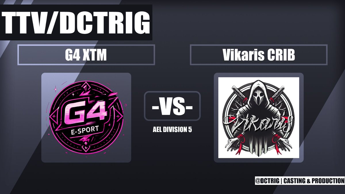 LIVE! 🟣
G4 XTM 🆚 @vikaris

<a href="/AMeLeague/">AEL - Amateur Esports League</a> 
📺 twitch.tv/dctrig 📺