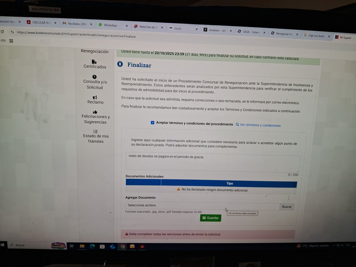 rgonzalul's tweet photo. @superir_gob estoy ingresando una solicitud vía página web y no me deja finalizar el proceso https://t.co/hBAnJXYqB0