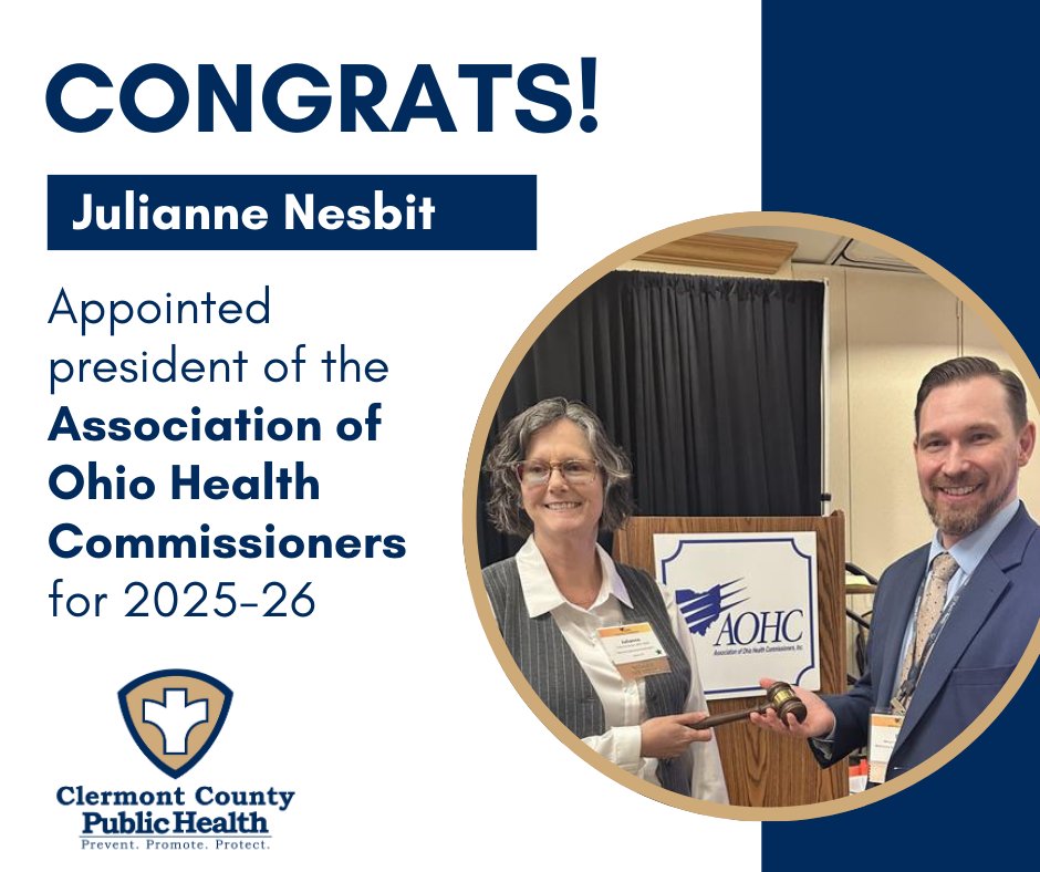 CCPH Health Commissioner Julianne Nesbit has been appointed to <a href="/AOHC_4/">AOHC</a> , a statewide org that empowers &amp; equips Ohio's local public health leaders. Learn more: ccphohio.org/2025/09/29/com…

#publichealth #ohio #ohiohealth
