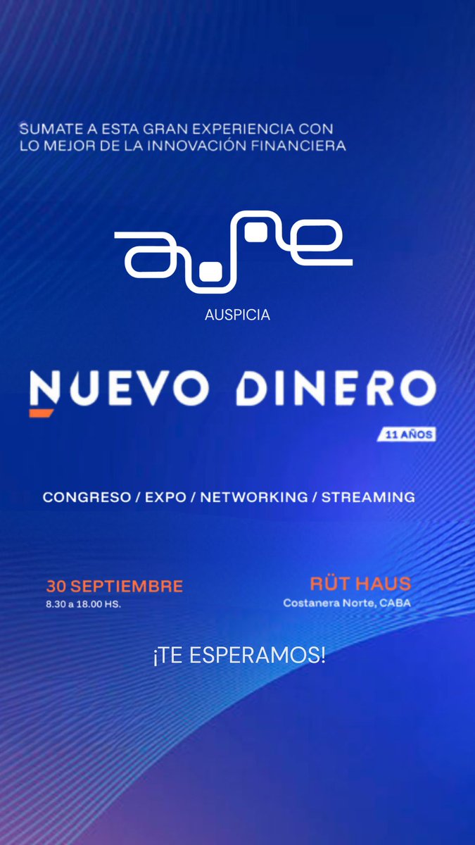 AUNE presente en #𝗡𝘂𝗲𝘃𝗼𝗗𝗶𝗻𝗲𝗿𝗼 𝟮𝟬𝟮𝟱 | 𝗜𝗻𝗻ovación 𝗳𝗶𝗻𝗮𝗻𝗰𝗶𝗲𝗿𝗮 🚀

Faltan pocas horas para una nueva edición de 𝗡𝘂𝗲𝘃𝗼 𝗗𝗶𝗻𝗲𝗿𝗼, uno de los eventos más esperados por la industria financiera y tecnológica en Argentina.

Un espacio que cada año reúne
