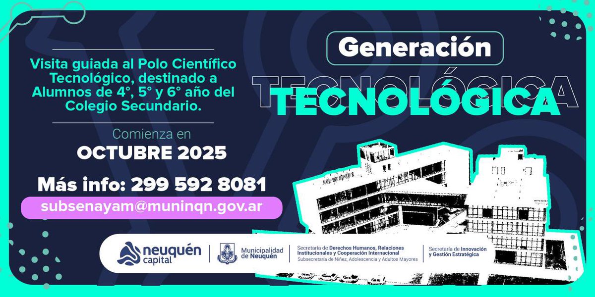 GiovanettL's tweet photo. Si cursas 4,5,6 año de las Escuelas de Nivel Medio de la #CiudadDeNeuquen podes inscribirte con tu curso en este #NuevoDispositivo que contempla #Traslado🚐 de la @munineuquen https://t.co/H7fYBt7Ukb