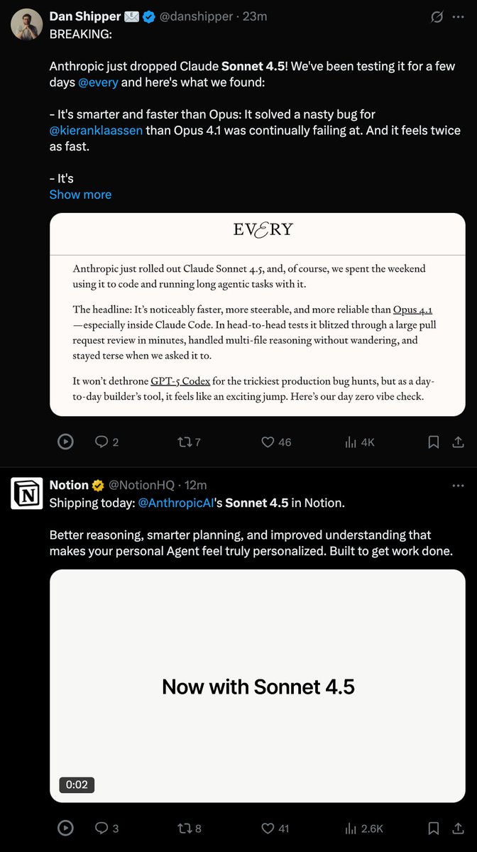 NotionCoach's tweet image. Literally the first thing I saw after reading the @claudeai  Sonnet 4.5 announcement:

&quot;Ooh, when is it coming to @NotionHQ?!&quot;

Meanwhile, in the next post... 😁

Time to build! 👷