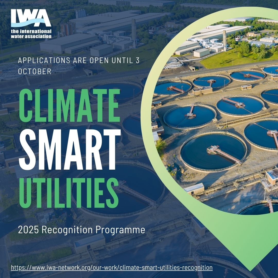 IWAHQ's tweet photo. The IWA #ClimateSmartUtilities Recognition Programme 2025 is still open for applications. Share your journey across the three pillars: Adaptation, Mitigation and Leadership. Travel support will be provided for outstanding utilities! Apply: https://t.co/bJPTZpG8rp https://t.co/yN7bYrEW7A