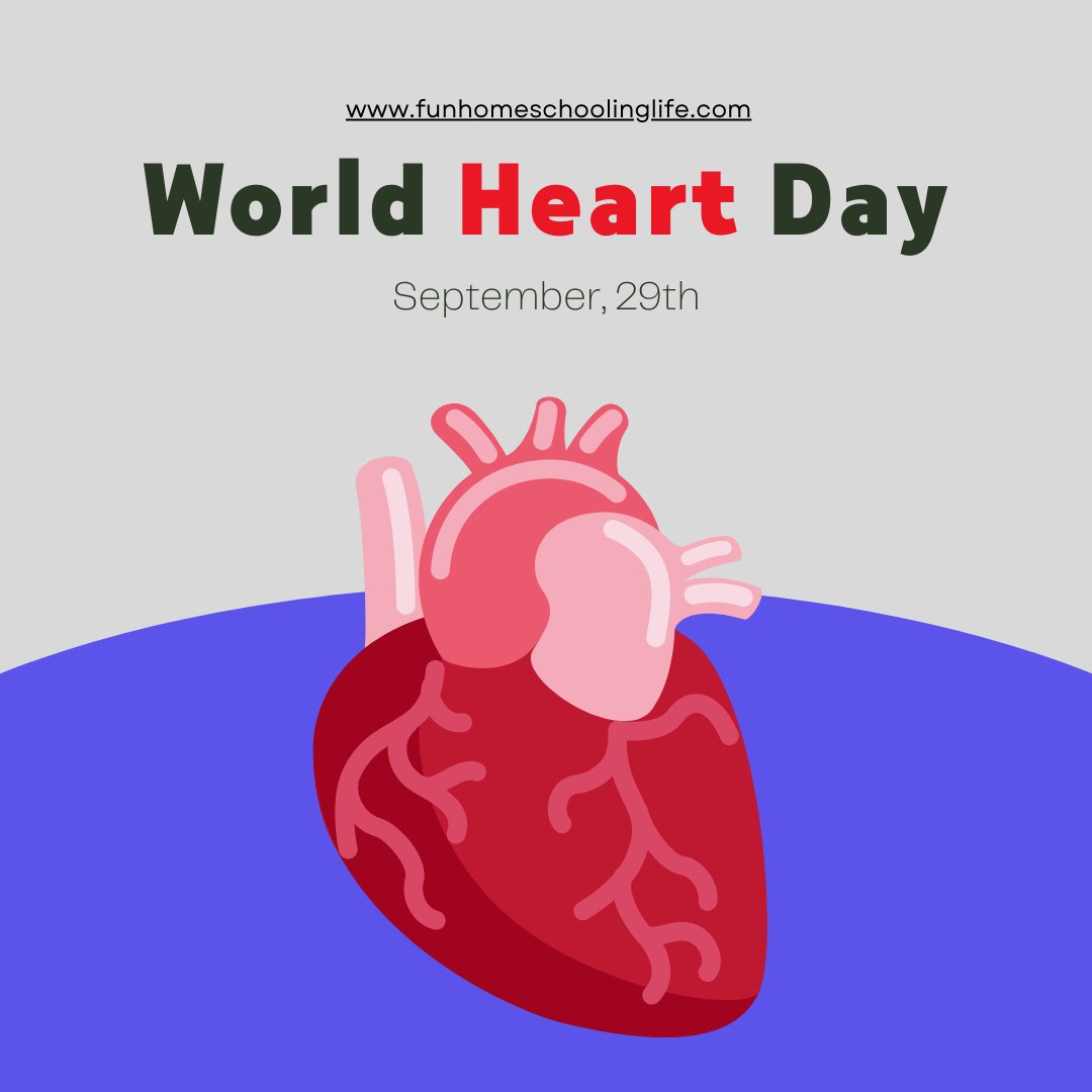 Fun_Homeschool's tweet image. World Heart Day is designed to call attention to heart disease and how to prevent it. Heart disease is the leading cause of death in the world. 85% of deaths are due to heart attack and stroke.
#worldheartday, #heartday, #funhomeschoolinglife
