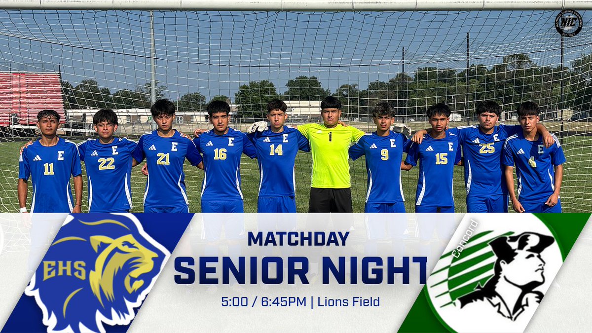 SENIOR NIGHT!!
#15 Elkhart takes on #9 Concord tonight at Lions Field.  Come out early for player introductions and honor our amazing senior group.  JV Blue kicks off at 5:00 PM with the activities to follow.  Varsity plays at 6:45PM
<a href="/ElkhartHSSports/">Elkhart High School Athletics</a>