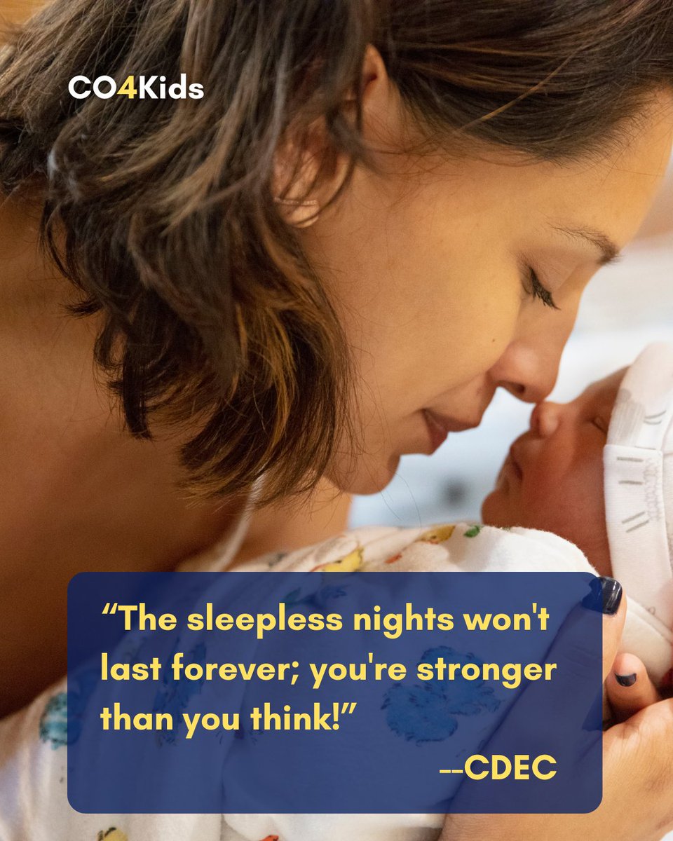 🥰“The sleepless nights won't last forever; you're stronger than you think!”🤩    
Quote by the Colorado Department of Early Childhood.
.
.
.
#CO4Kids #ColoradoFamilies #MondayInspo #ColoradoParents