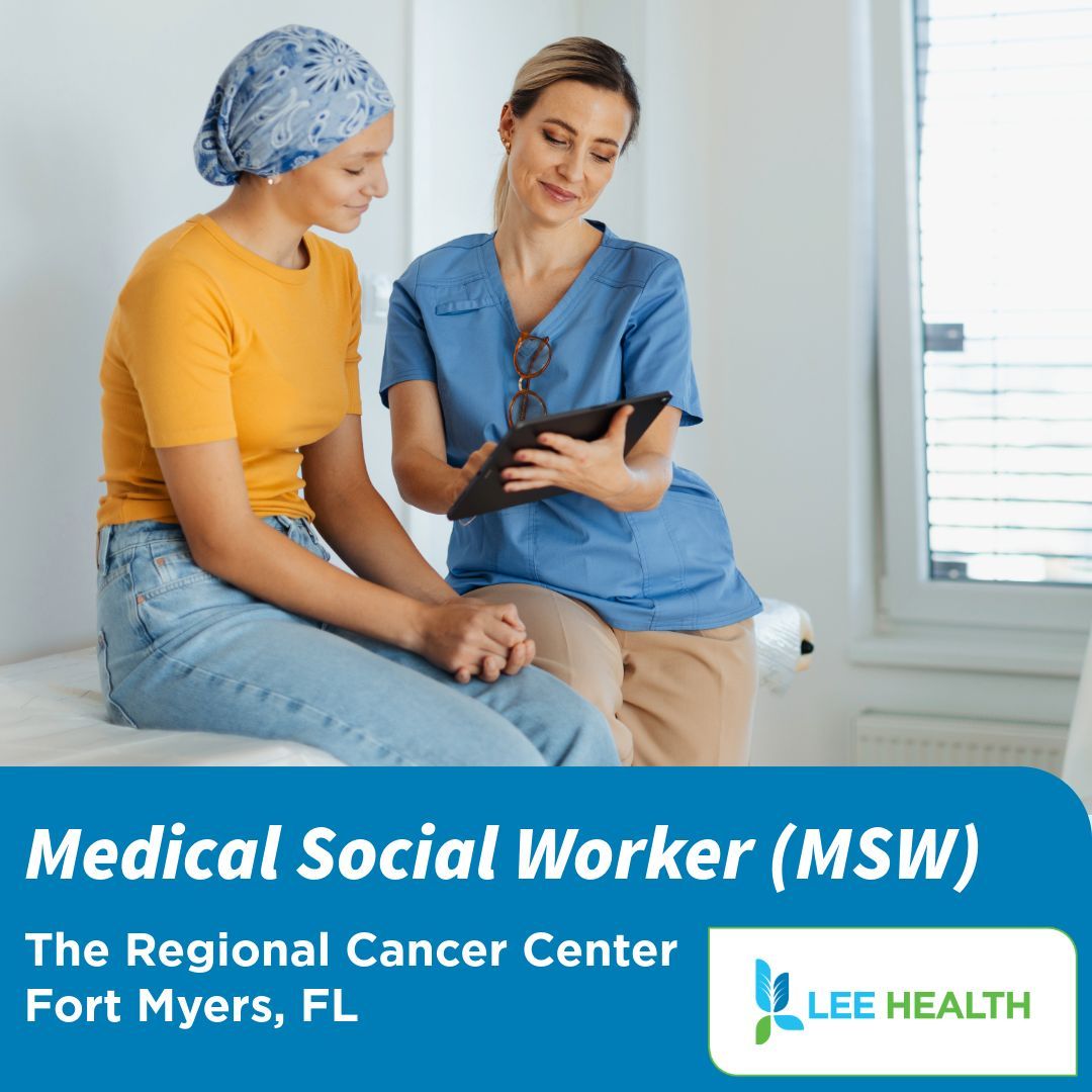 🎗️ Join Our Caring Team: Medical Social Worker Opportunity
📍 Location: The Regional Cancer Center | Fort Myers, FL

Ready to be the support that truly matters?
Apply today and help us make an impact! ➡️ bit.ly/LeeHealth_MSW

#SocialWork #CancerSupport #MSW #MedicalSocialWork