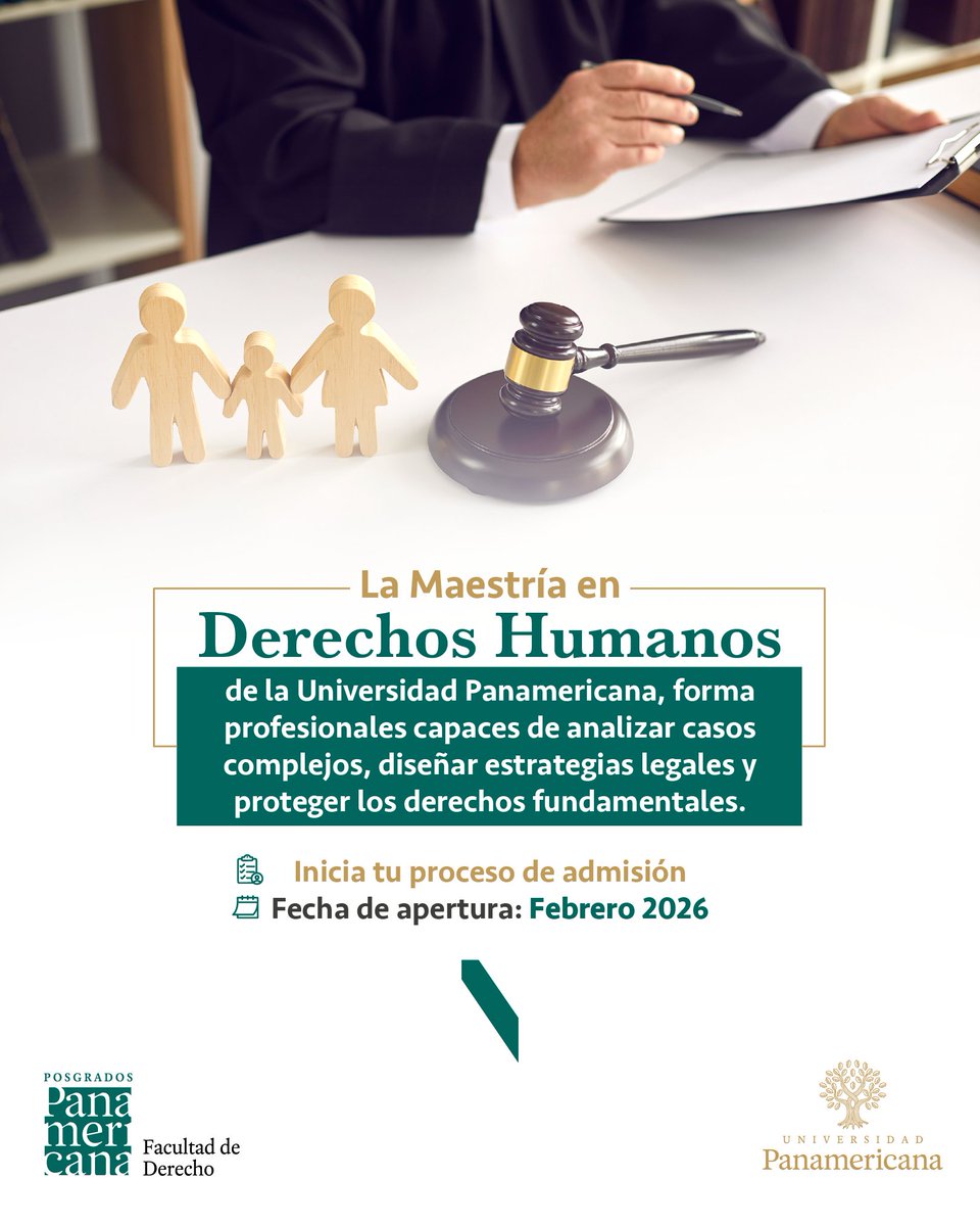 📅 Inicia tu proceso de admisión | Fecha de apertura: Febrero 2026
🔗 Conoce más: posgrados-panamericana.up.edu.mx/cdmx/derecho/m…
#MaestríaEnDerechosHumanos #DerechoUP #DerechosHumanos #JusticiaSocial #InnovaciónLegal #UniversidadPanamericana