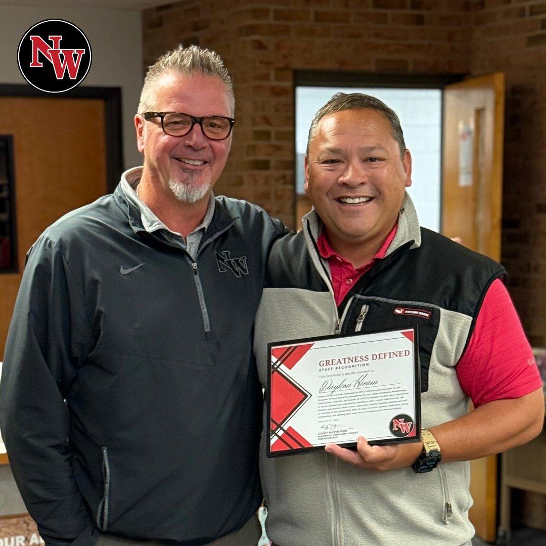 Our Greatness Defined Program honors staff who live out our core values. September’s nominee is Daykon Hiram! His kindness, positivity, and dedication shine in every interaction, whether supporting students or coaching on the field. Congrats, Daykon!  #nwschools