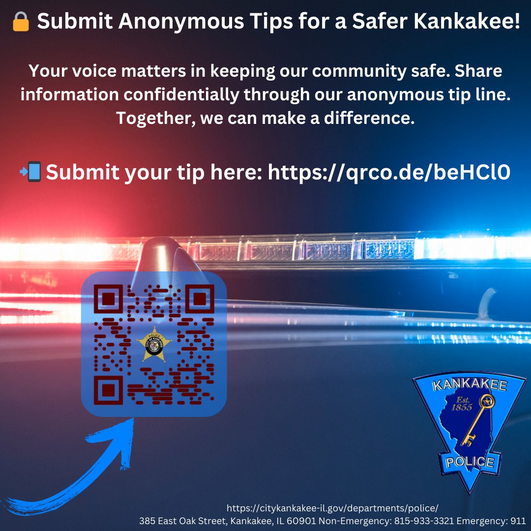 CityKankakee's tweet image. 🔒 ¡Envíe consejos anónimos para un Kankakee más seguro!

Su voz es importante para mantener segura a nuestra comunidad. Comparta información de manera confidencial a través de nuestra línea de denuncias anónimas.

📲 Envíalo aquí:  qrco.de/beHCl0

#AnonymousTips