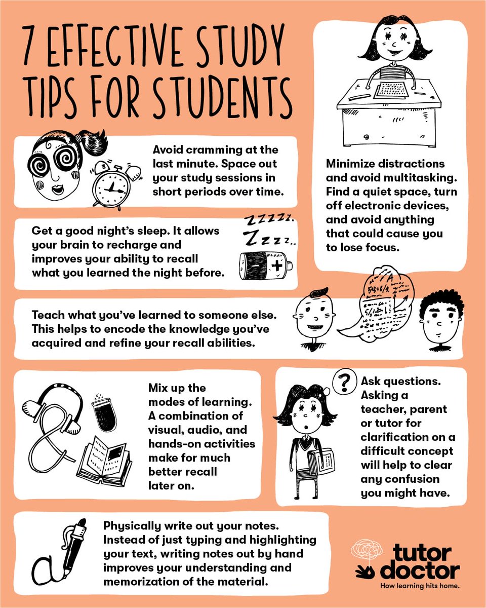 tutordoctor's tweet image. Study smarter, not harder! 📚✨ Try these 7 proven study tips to boost focus, improve memory, and build confidence for exams. #StudyTips #StudentSuccess