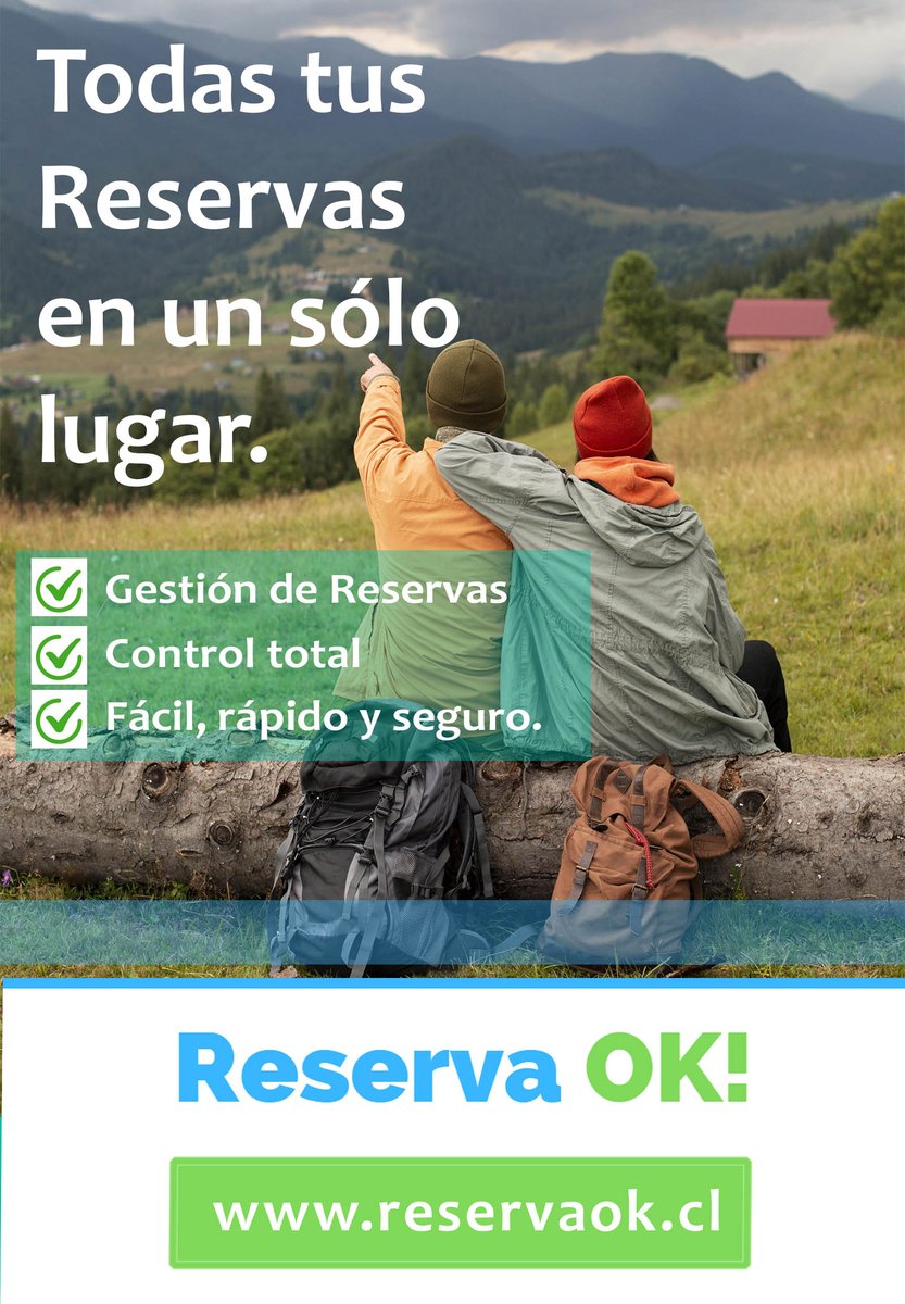 ReservaOK! - Sistema de Gestión de Reservas para alojamientos turísticos

Visita ReservaOK.cl

#reservasonline #sistemareservas #reservas