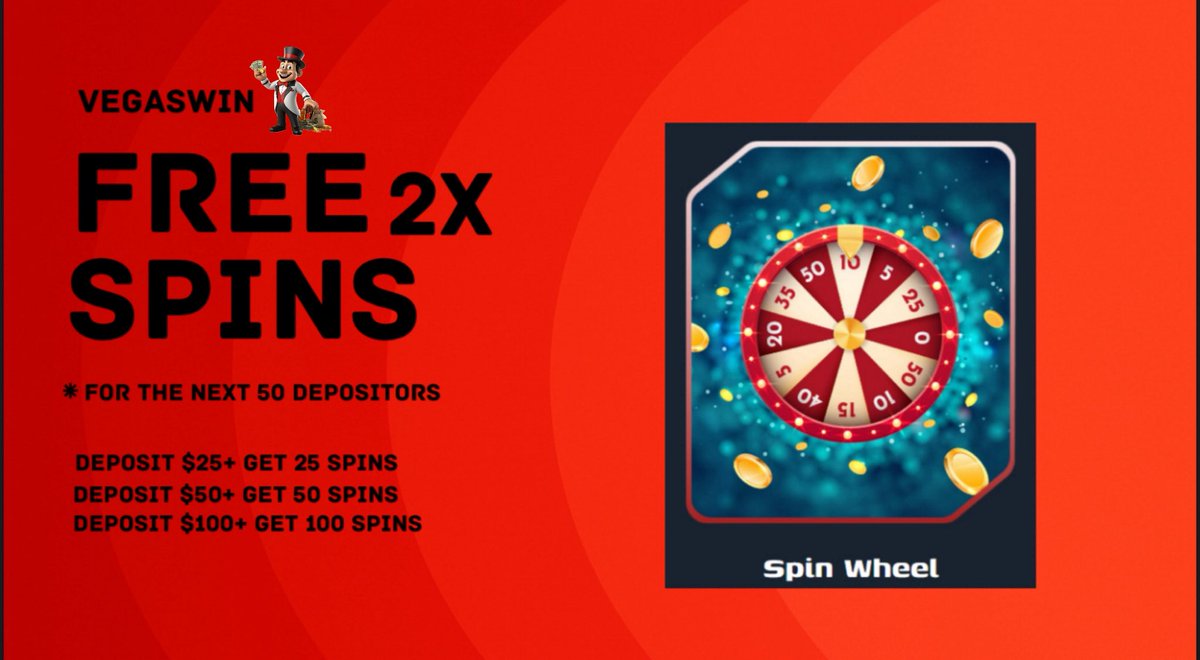 VegasWiin's tweet photo. VegasWin has 2x free spins 🥳🤩
Play here : https://t.co/pEEtT7sA97 https://t.co/TJaeF8FnJP