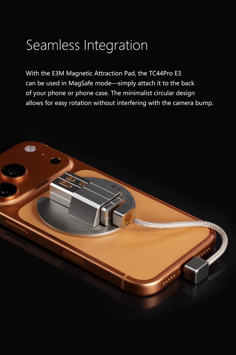 ddhifi_com's tweet photo. Introducing the ddHiFi TC44Pro E3 Magnetic Attraction Pad E3M, Compatible with MagSafe

Retail price: 
E3M: $11.99
TC44Pro E3: $105.99
TC44Pro E3 + E3M: $112.99

If you are interested in getting one, please check with local sales agent for its availability. If there is no sales agent in your local market, you can just grab one from DD Aliexpress store: https://t.co/LrNtRXPD6D

​#ddHiFi​ ​​#E3M​ ​#MagSafeCompatible​ #CleanSetup​ #StableCharging​ #SleekDesign