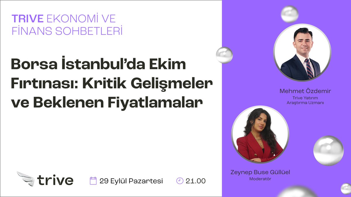 Borsa İstanbul’da Ekim ayına girerken kritik gelişmeler ve beklenen fiyatlamaları <a href="/mehmetozzdemmir/">Mehmet Özdemir</a>’in değerlendirmesi ve Zeynep Buse Güllüel’in moderatörlüğünde ele alıyoruz. Yayını kaçırmayın!

📅 29 Eylül Pazartesi
⏰ 21:00
🔗 Canlı yayını izlemek için: youtube.com/live/p-28sZUGE…