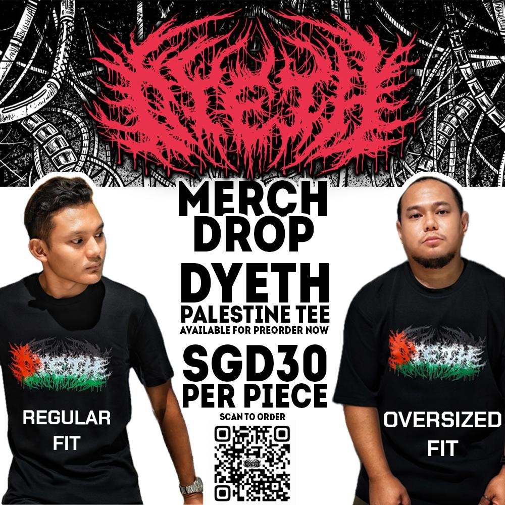 DyethSG's tweet photo. Merch drop! 

Pre-order our brand new Dyeth tee! Available in Regular &amp; Oversized fit! T-shirts are going at $30 each! Scan the QR in the photos or click here: https://t.co/yzkVlQ7t4b

Get yours &amp; we'll see you at Visualize 2025! https://t.co/LHJmiXlvNq