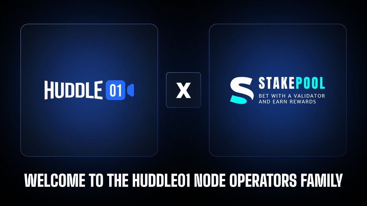 huddle01com's tweet photo. Excited to welcome @StakePooll, who are joining us in Huddle01 Nodes Phase 3.

Their strong experience will help us strengthen the network as demand scales. https://t.co/Yz9tWGxd6f
