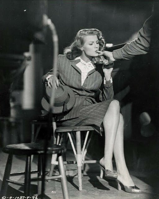 Rita Hayworth on the set of Gilda.