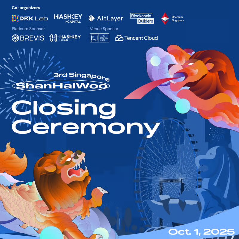 Brevis (@brevis_zk) on Twitter photo What happens after a month of building in Zucity? You celebrate.
The <a href="/shanhaiwoo/">ShanhaiWoo 山海坞</a> Celebration Ceremony is here. Oct 1 in Singapore. 🇸🇬 
🔹Hear from <a href="/VitalikButerin/">vitalik.eth</a> himself. 
🔹See the standout community builds.
🔹Connect with the global Web3 builders who made it happen. What happens after a month of building in Zucity? You celebrate.
The <a href="/shanhaiwoo/">ShanhaiWoo 山海坞</a> Celebration Ceremony is here. Oct 1 in Singapore. 🇸🇬 
🔹Hear from <a href="/VitalikButerin/">vitalik.eth</a> himself. 
🔹See the standout community builds.
🔹Connect with the global Web3 builders who made it happen.
