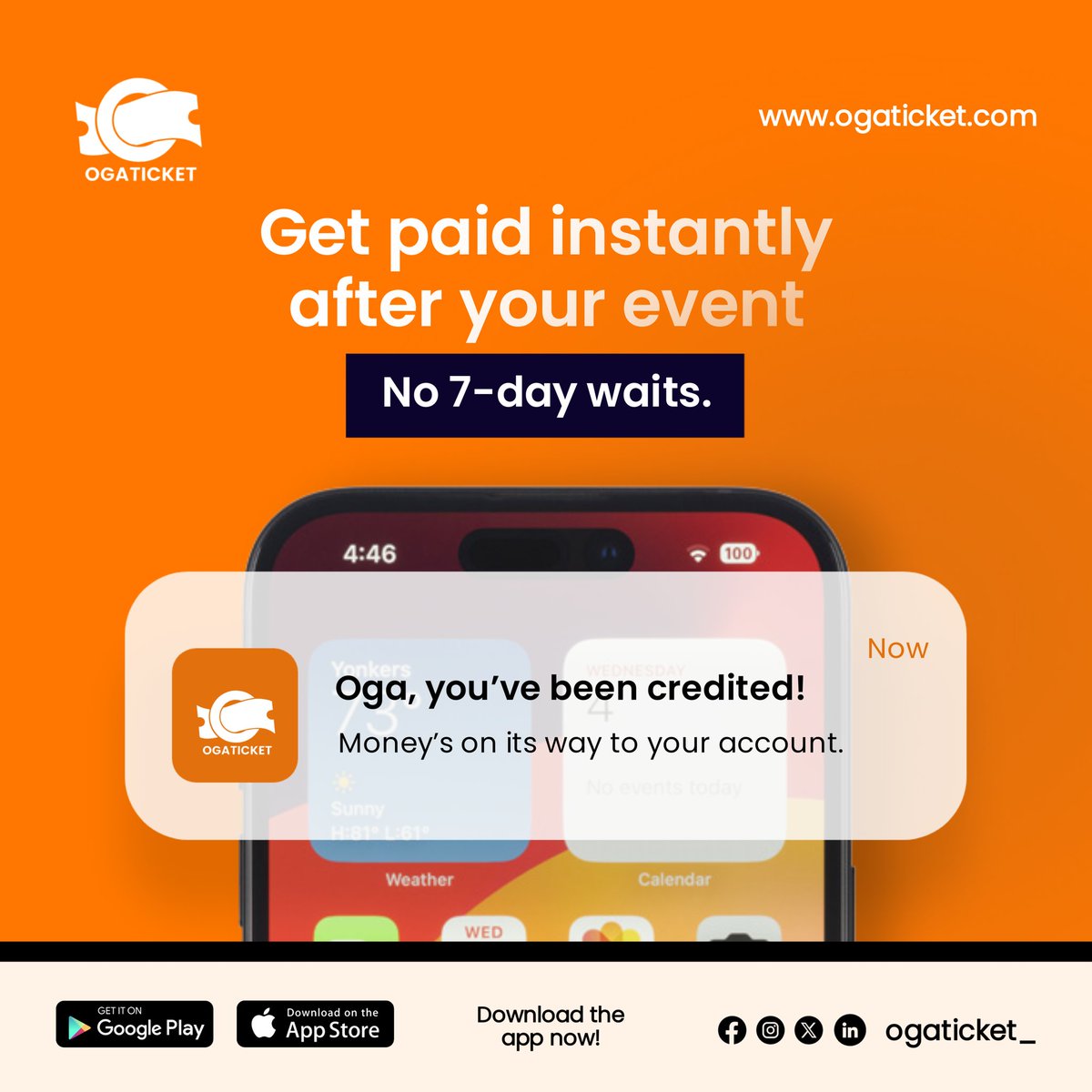 Ogaticket_'s tweet image. No more waiting 7 days to get your money. 🎉
With OgaTicket, your payout hits instantly after your event. 💸⚡️
No middlemen, no delays — just your revenue, right when you earn it.

#Ogaticket #EventOrganizer #Ticketing #EventTech