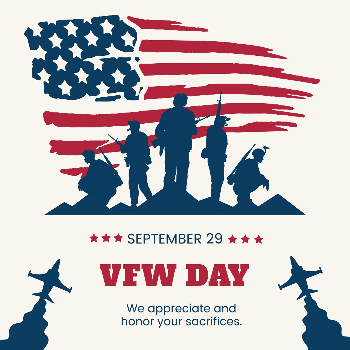 On VFW Day, we remember the great service provided and immense sacrifices made by our Veterans of Foreign Wars. Those men and women left family and home to deploy overseas in defense of our nation's liberty and freedom, in defense of democracy, in defense of life. We salute you.