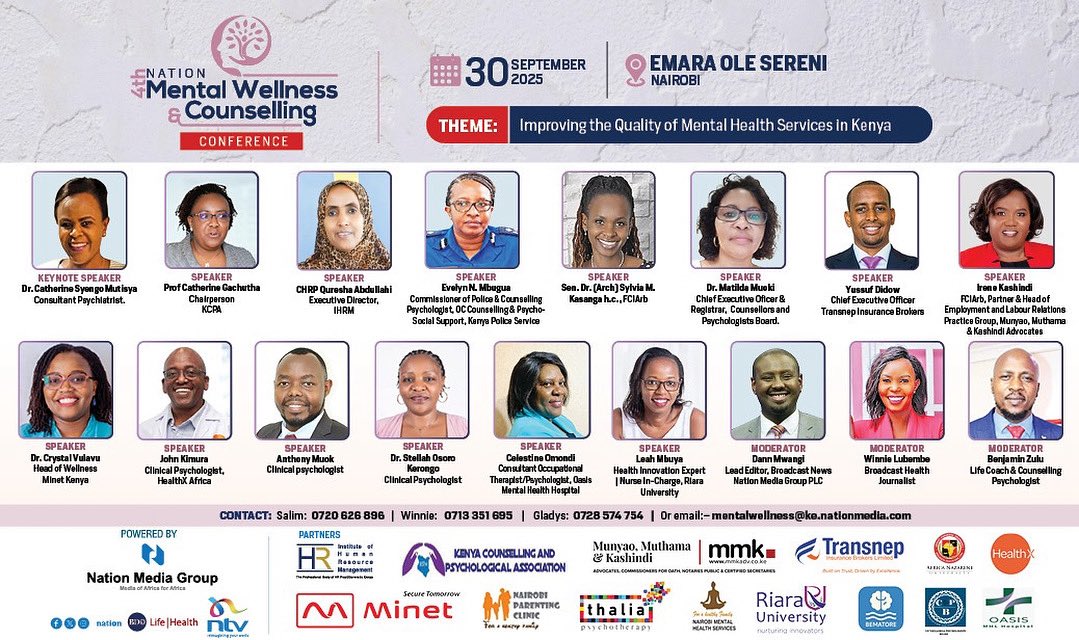 The day is fast approaching !
Are you ready? 
Come meet the best in the industry tomorrow at the 4th nation mental wellness and counselling conference! 
#MentalHealth #Trending #trendingnow #mentalwellness <a href="/NationAfrica/">Daily Nation</a>
