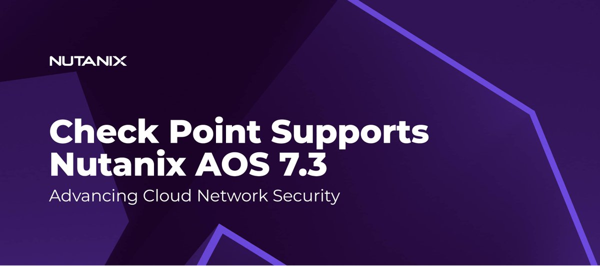 NutanixNation's tweet photo. Boost cloud security with Check Point CloudGuard & Nutanix AOS 7.3! 🚀
This integration enables highly available Zero Trust architecture & more.
Discover how: https://t.co/3tyQQ9Ugf1
#CloudGuard #NutanixAOS https://t.co/tqzBNWegHE