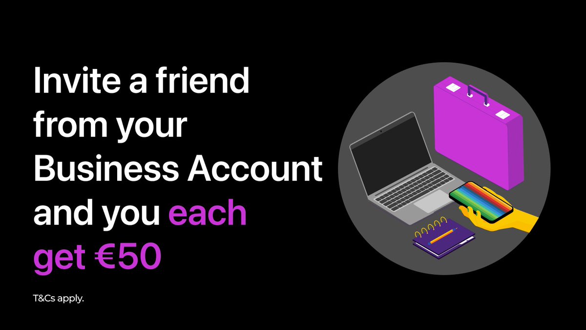 bunq's tweet image. Earn €50 when you invite a fellow entrepreneur from the Home Tab of your Business Account 💼

Why? You’ll both receive the reward once they deposit €100 in one go into their account 🙌

You can do this every month and grow your network while earning together.

#referrals