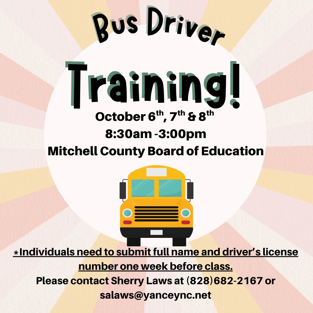 Bus Driver training next week!