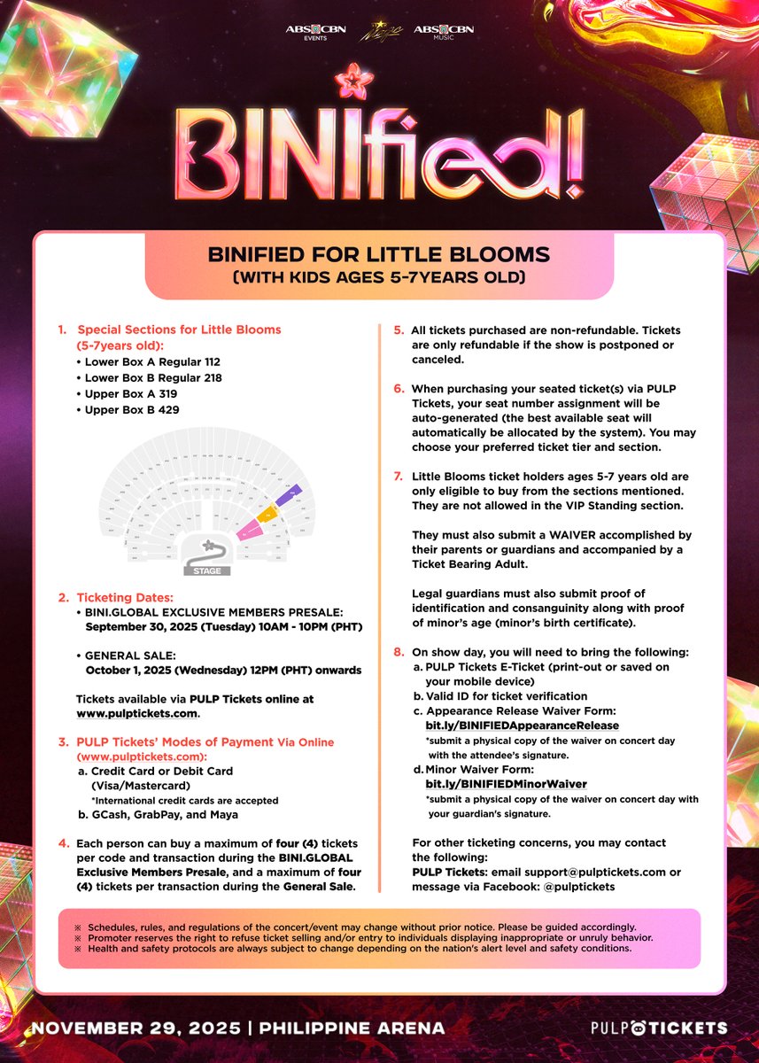 BINI_ph's tweet photo. First luv, first dibs sa BINIfied tickets!🎫💌

PRE-SELLING for https://t.co/FWqxgXtHC4 Members starts TOMORROW, 10AM sharp!⏰ Invite your friends, your fam, and yes... mini Blooms ages 5 to 7 can join too! Make sure to read the guidelines before purchasing your tickets. Okii?😉

Get tickets via PulpTickets & TicketNet.

#BINI #BINIfied #BINIGlobal