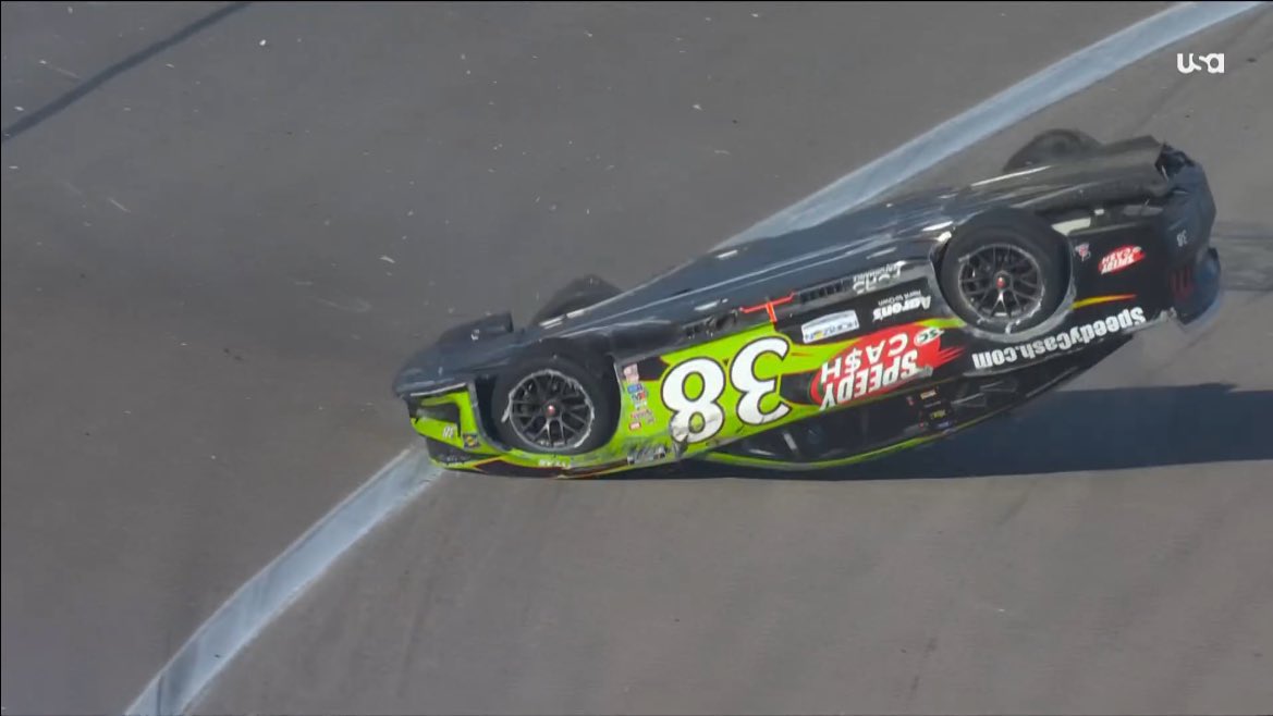 Wild ride yesterday. Had a great day going &amp; was shaping up to be a top 10 day until this happened 👎🏻 another fast <a href="/Team_FRM/">Front Row Motorsports</a> <a href="/speedycash/">Speedy Cash</a> Ford. No result but excited to rebound at the Roval!