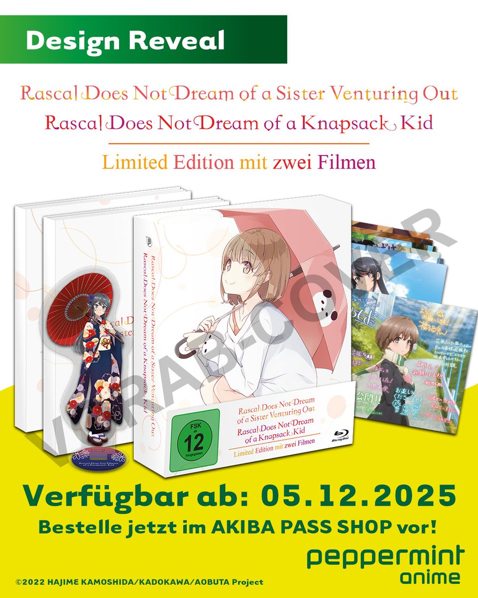 Frechdachse aufgepasst! 🦊

Am 05.12.2025 erscheint die Rascal Does Not Dream of… Movie #2 + #3 Limited Edition mit beiden Filmen, Audiokommentar &amp; Booklets.

Extras: Art Card Set + Mai Acryl Standee

Vorbestellen und weitere Goodies sichern (limitiert):
akibapassshop.de/products/25p10…