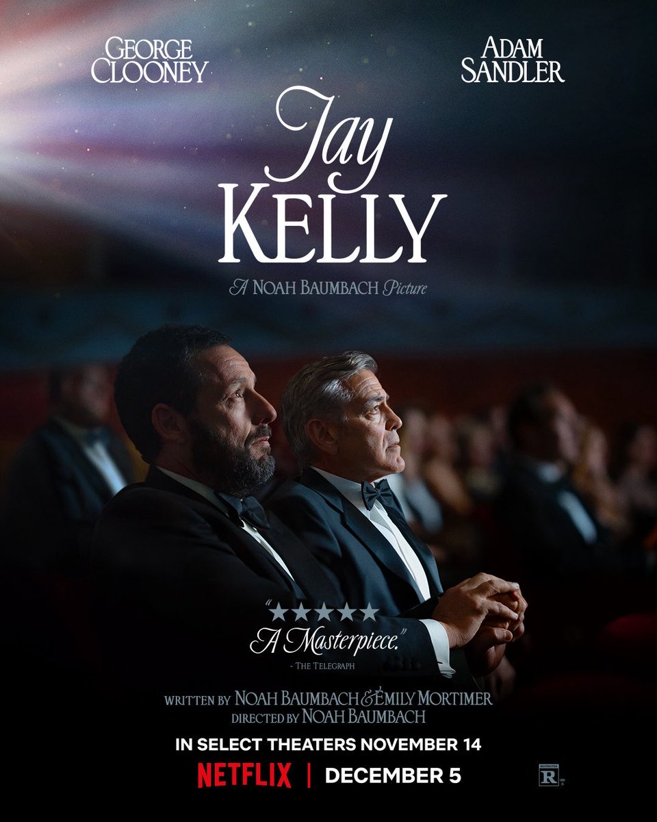 NextBestPicture's tweet image. Official poster for Noah Baumbach’s #JayKelly starring George Clooney &amp;amp; Adam Sandler

Our review: nextbestpicture.com/jay-kelly/