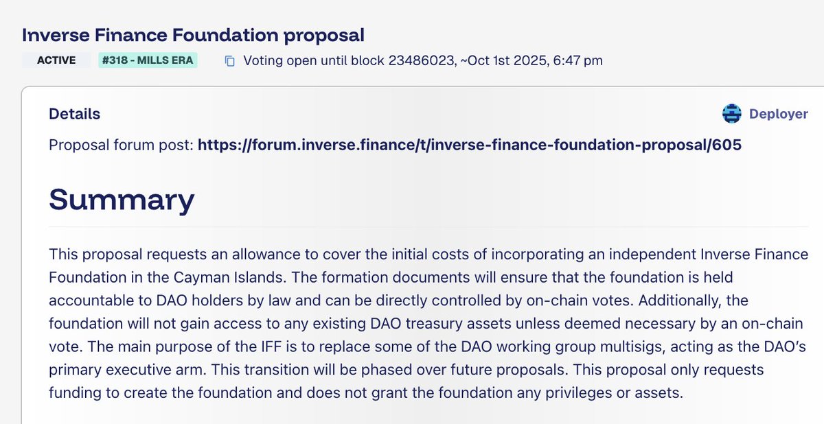 patb's tweet photo. 💪 Now live: new @inversefinance proposal to establish the Inverse Finance Foundation: https://t.co/SGbaNLdTKq