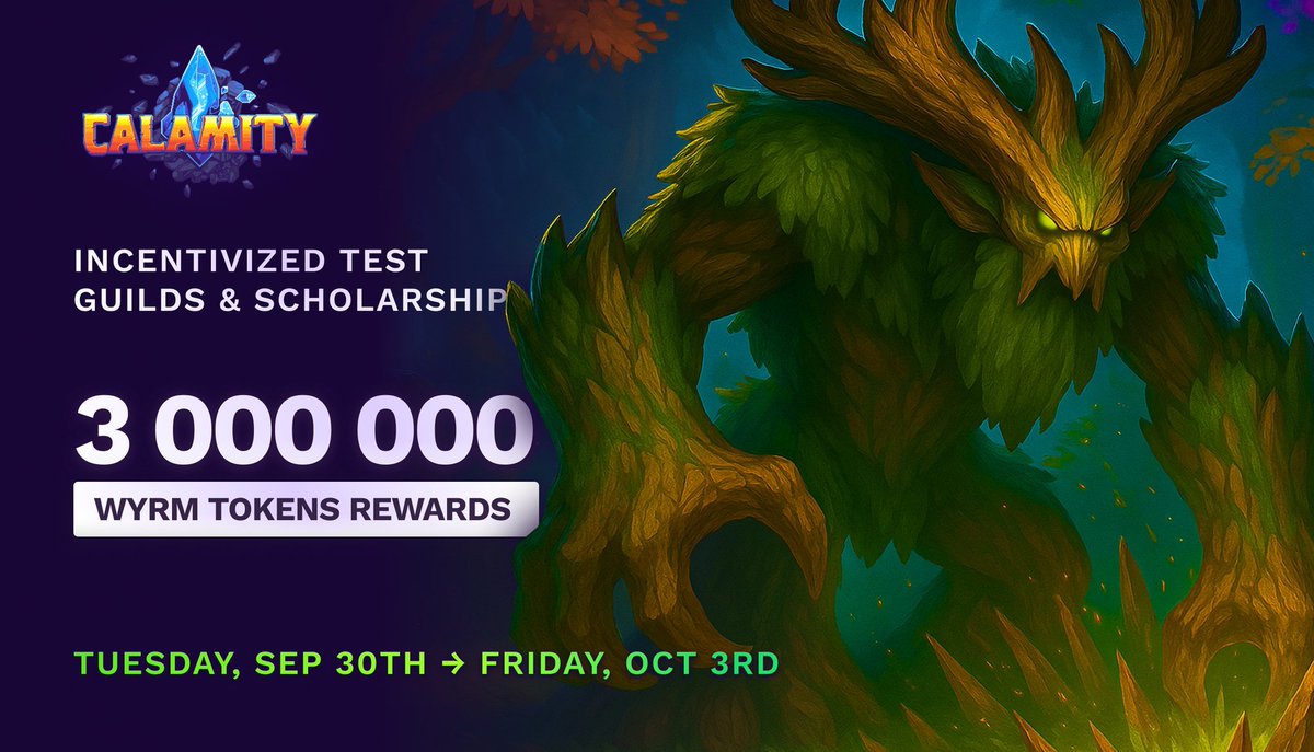 RibellaP2E's tweet photo. 🚨 .@PlayCalamity   Playtest Etkinliği Başlıyor 🚨
İster sıralamaya girip $WYRM kazan, ister dungeon farmlayıp item satıp $RON kas 🔥
Geçen sezon sıralamaya oynamıştım, bu sezon RON’a odaklanıyorum ,@SynergyGuild ile top guildlere oynamayı düşünüyorum.
📅 30 Eylül 13:00 – 3 Ekim 16:00 (TR saati)
⚔️ Guilds sistemi + ödüller artık USDC değil RON!
🏆 3,000,000 $WYRM + 2000 RON havuz 🚀

Detaylar 👇🧵