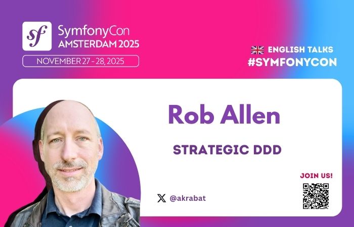 symfonycon's tweet image. #SymfonyCon Amsterdam 2025 is coming soon! Join @akrabat to learn about &quot;Strategic DDD&quot;
🔎 More details: live.symfony.com/2025-amsterdam…
🎟️Join us: live.symfony.com/2025-amsterdam…