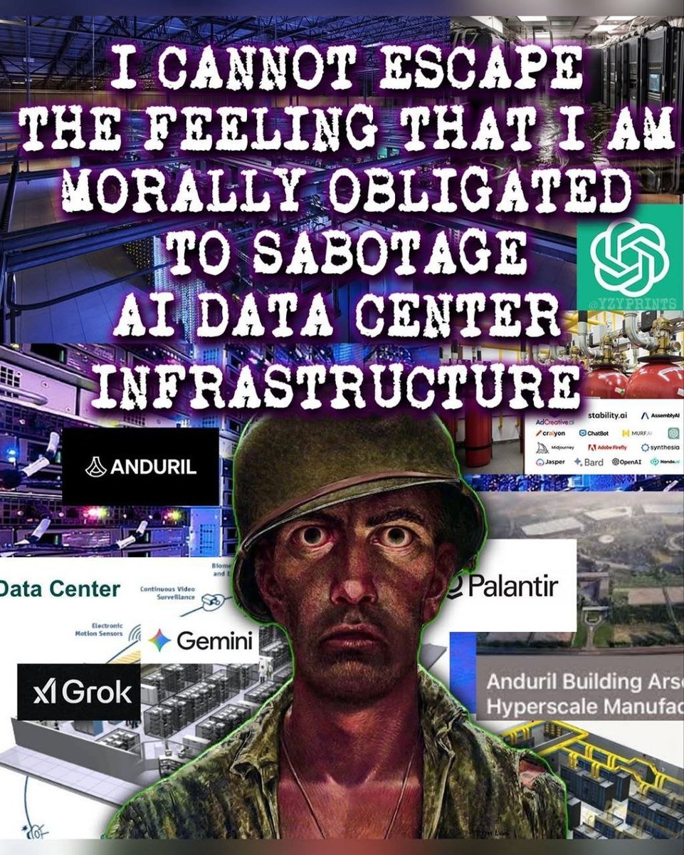 TracTerrorism's tweet photo. Neo-#Nazi Telegram Channel shared a Stochastic Meme Promoting the Idea of #Sabotaging #AI Data Center Infrastructure (@anduriltech @PalantirTech @grok @Gemini @StabilityAI)
Read more: https://t.co/iueZ576NEq https://t.co/RArn9YJoFp