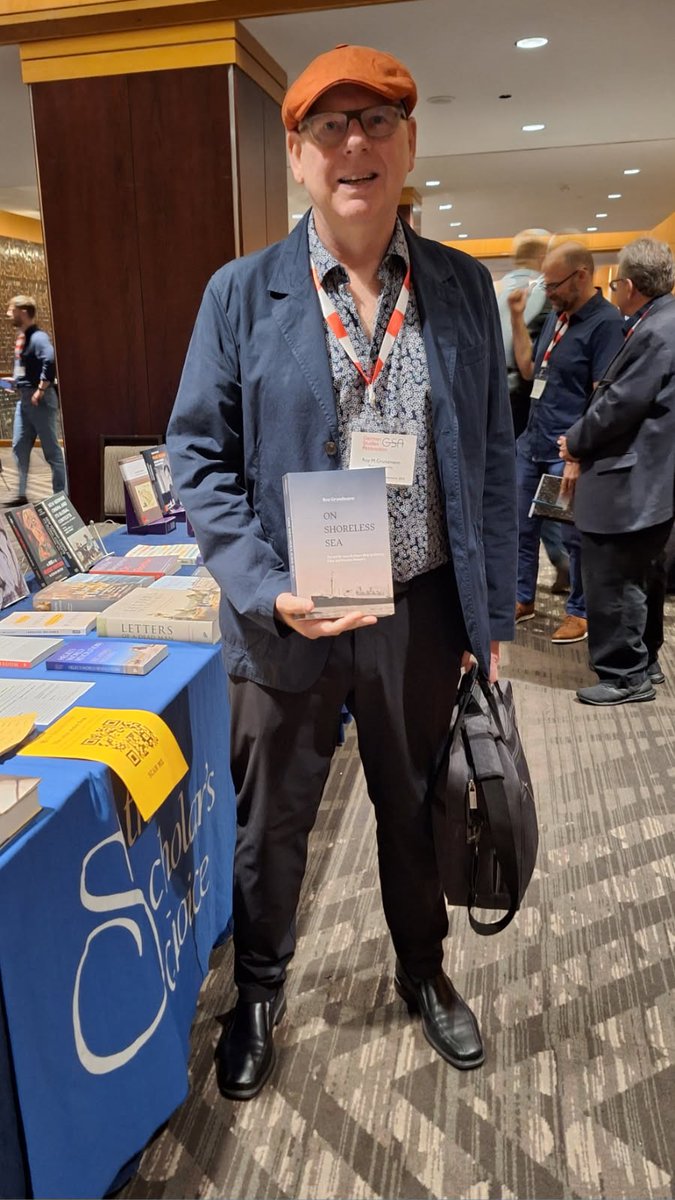 scholar_choice's tweet image. SO many authors visited at last weekend&apos;s @TheGSA exhibit that we&apos;ll need to break them down into 3 parts....First are @stanfordpress author Mark Landry with Mountain Battery and @SUNYpress author Roy Grundman with On Shoreless Sea.  #gsa2025